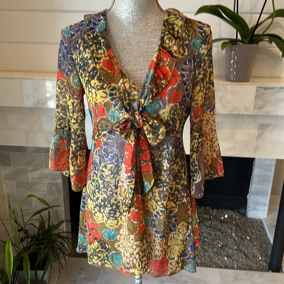 CAbi Shakespeare Multicolored Floral Tie Kimono Jacket # 360 Size Small - Picture 5 of 16